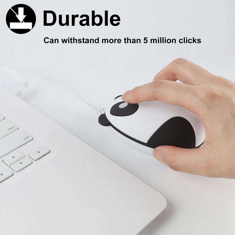 CHUYI Panda Wired Mouse Cute Animal Series Portable Corded Mice for Travel School Home Office, Funny Optical Mouse for Computer Laptop PC Kids Children Girls Gift - Image 3